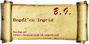 Bogács Ingrid névjegykártya